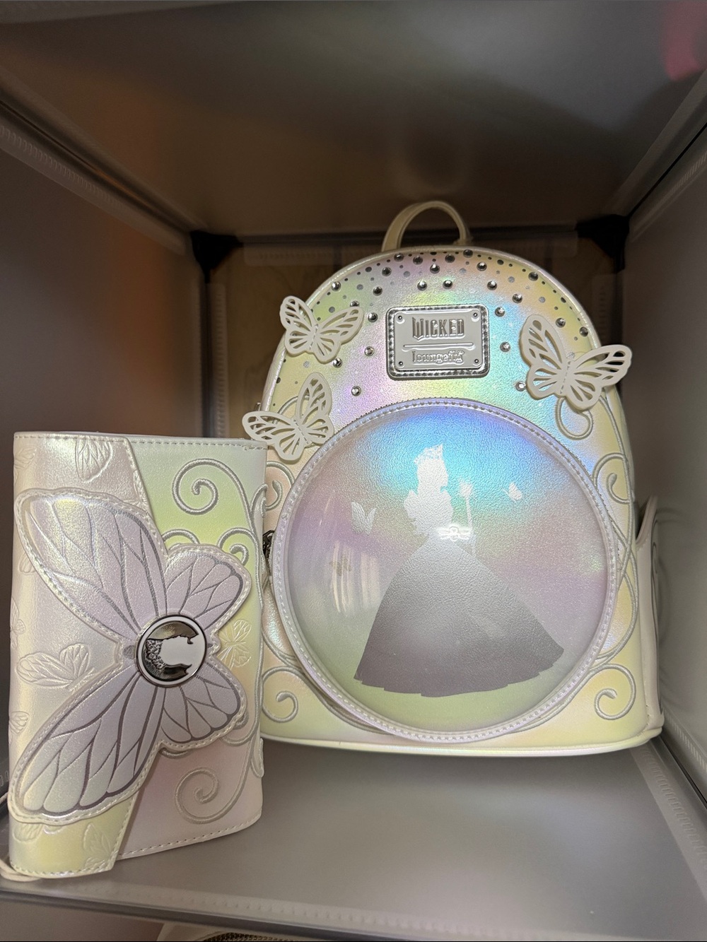 Holographic Wicked Glinda’s Backpack & Wallet Set - Iridescent Butterfly Accents